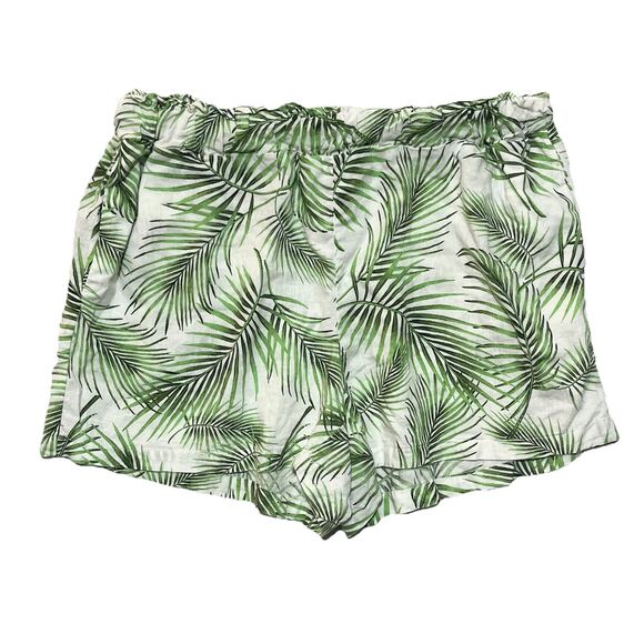 Sigrid Olsen Palm Frond Elastic Waist Linen Blend Shorts Size Large - Picture 2 of 7